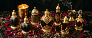 Best Arabic Perfumes in Australia 2026 — editorial flat lay of ornate perfume bottles